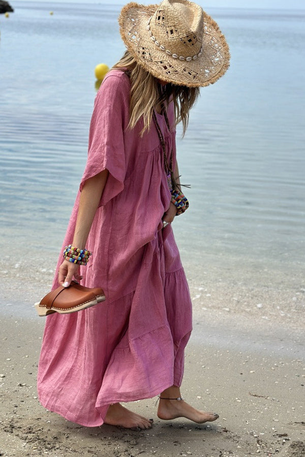 LP | MIRA maxi abito con scollo a V e righe