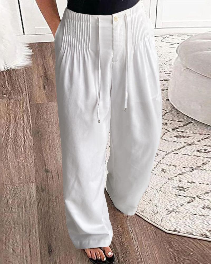 LP | Accoglienti pantaloni bianchi a tinta unita con elastico in vita