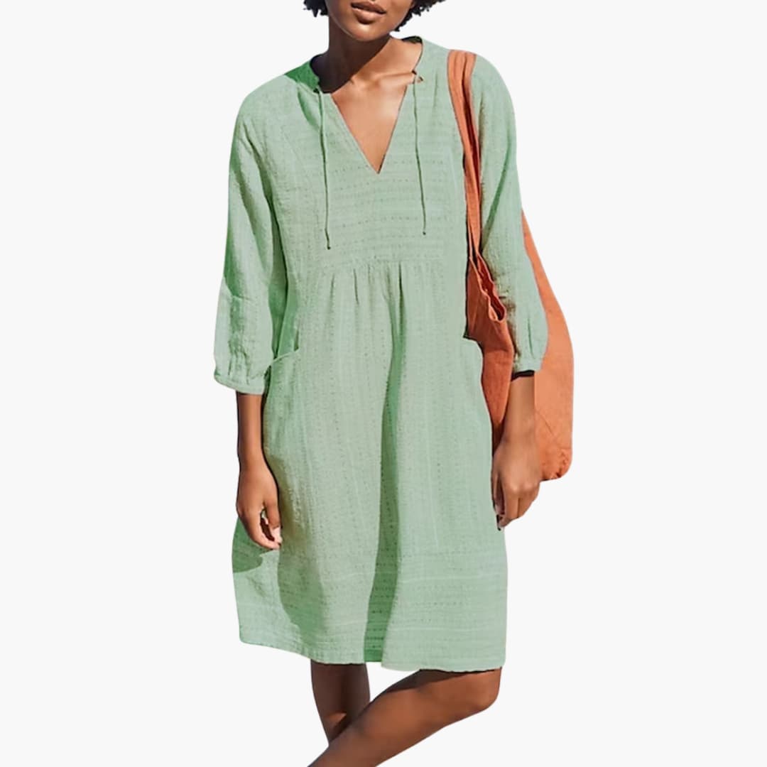 LP | Abito camicia estivo da donna con colletto a cravatta e tasche laterali