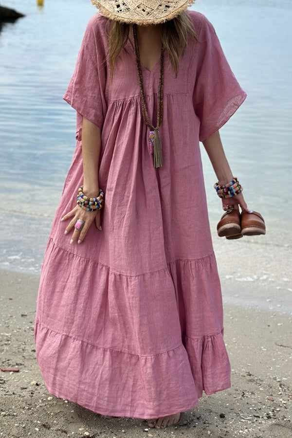 LP | MIRA maxi abito con scollo a V e righe