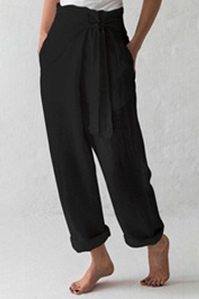 LP | Pantaloni casual con cinturino solido a vita media (3 colori)