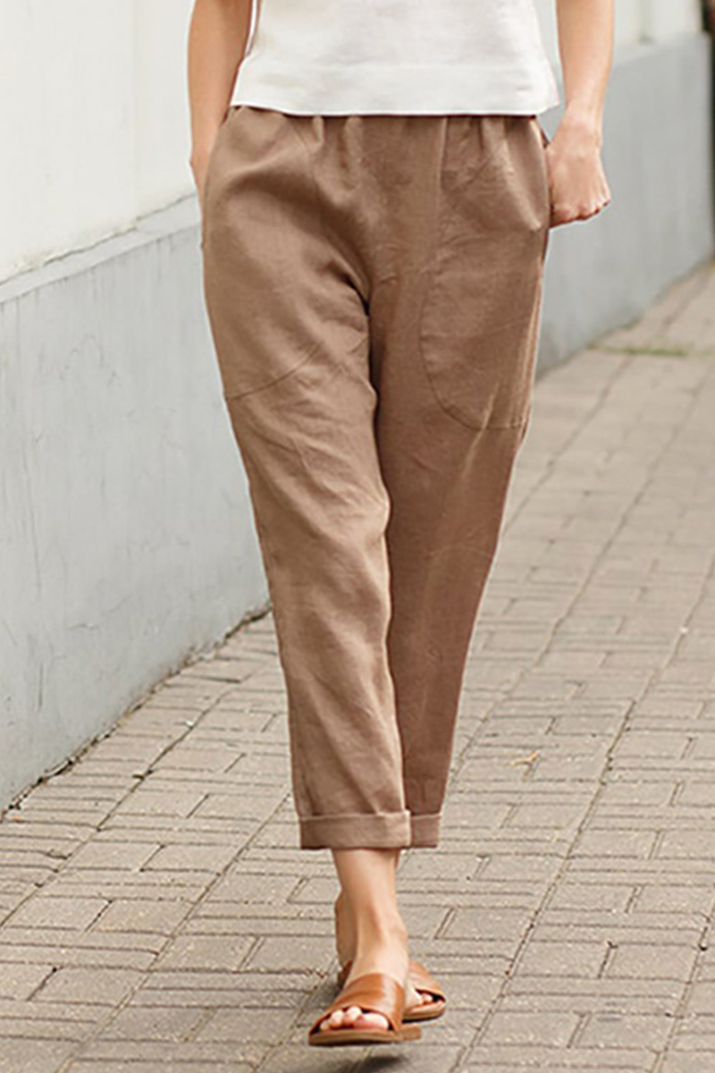 LP | Pantaloni casual a vita media a tinta unita (7 colori)