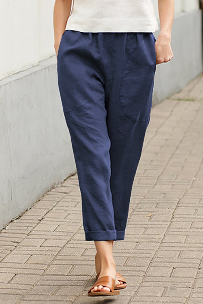 LP | Pantaloni casual a vita media a tinta unita (7 colori)