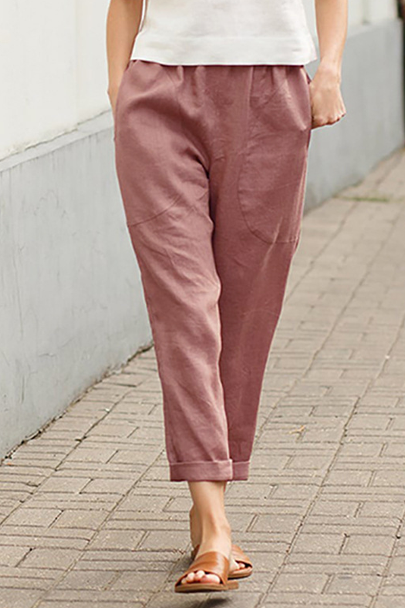 LP | Pantaloni casual a vita media a tinta unita (7 colori)