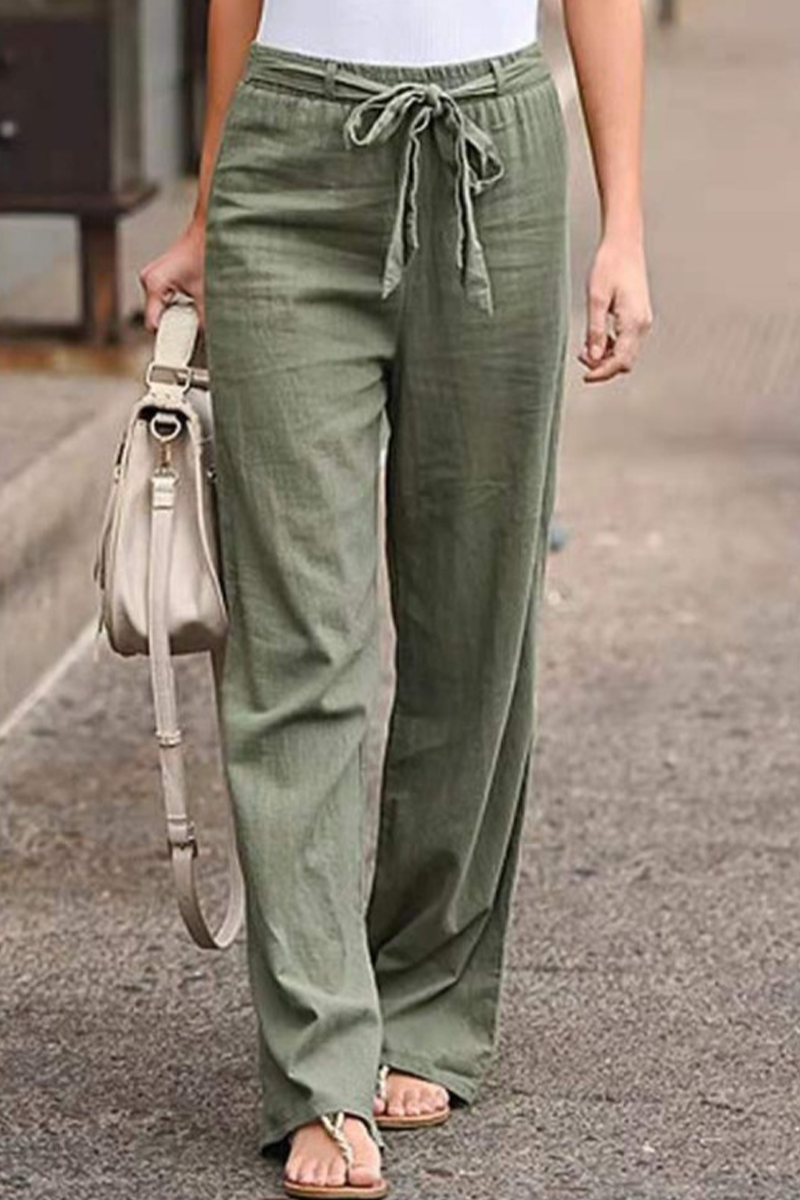 LP | Casual dritto a vita media pantaloni a gamba larga (6 colori)