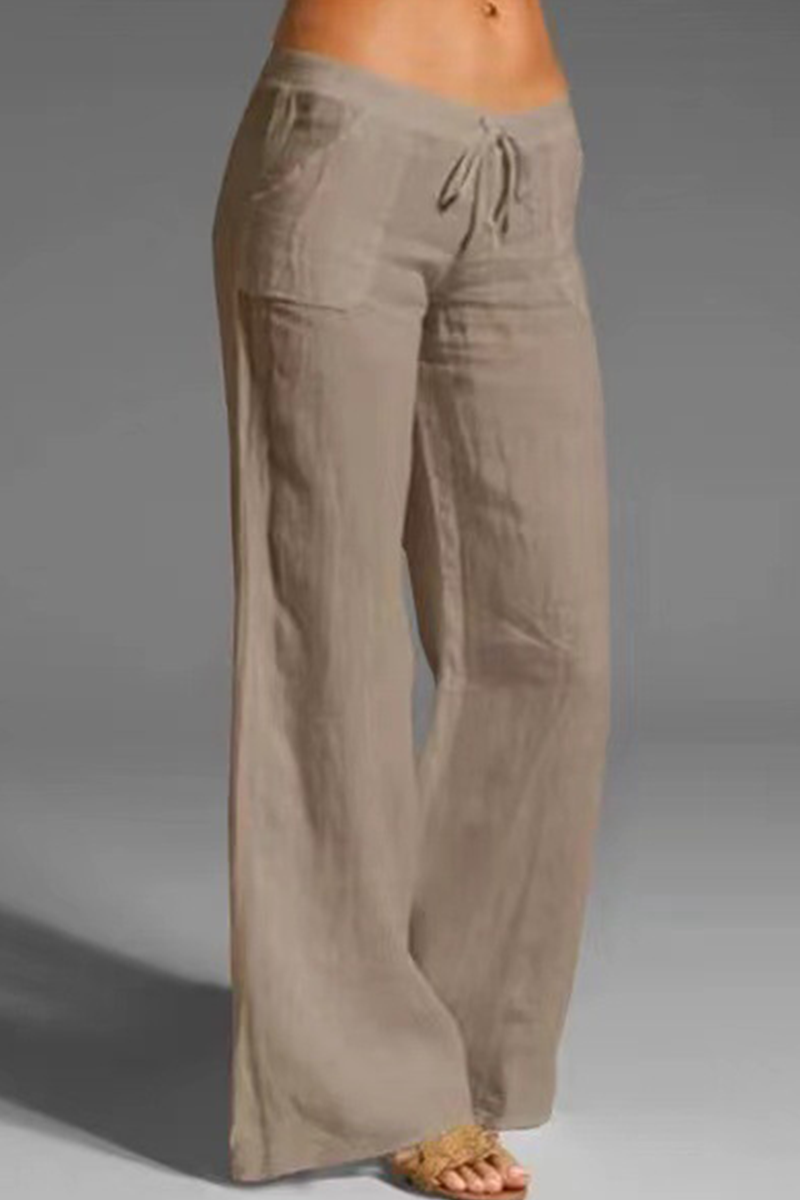LP | Casual solido sciolto metà vita pantaloni gamba larga (8 colori)