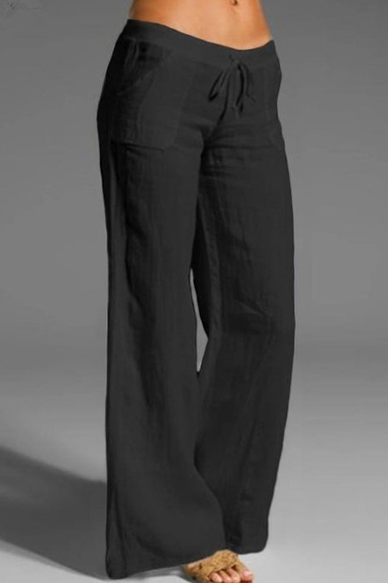 LP | Casual solido sciolto metà vita pantaloni gamba larga (8 colori)