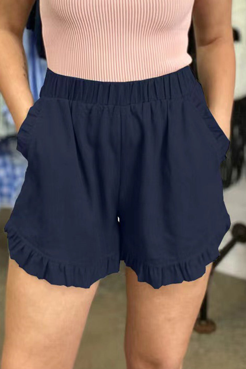 LP | Pantaloni casual tascabili solidi allentati a vita alta e a gamba larga