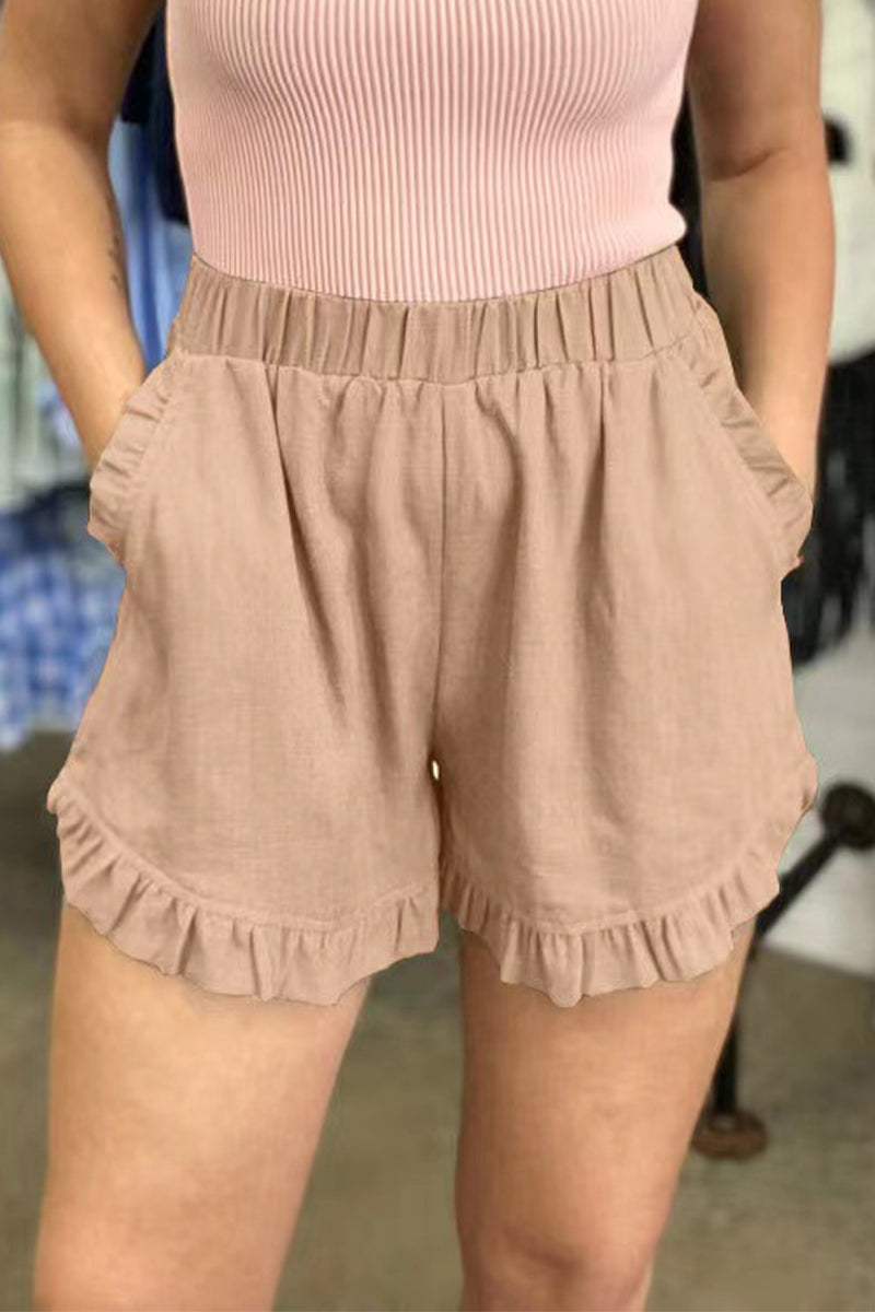 LP | Pantaloni casual tascabili solidi allentati a vita alta e a gamba larga