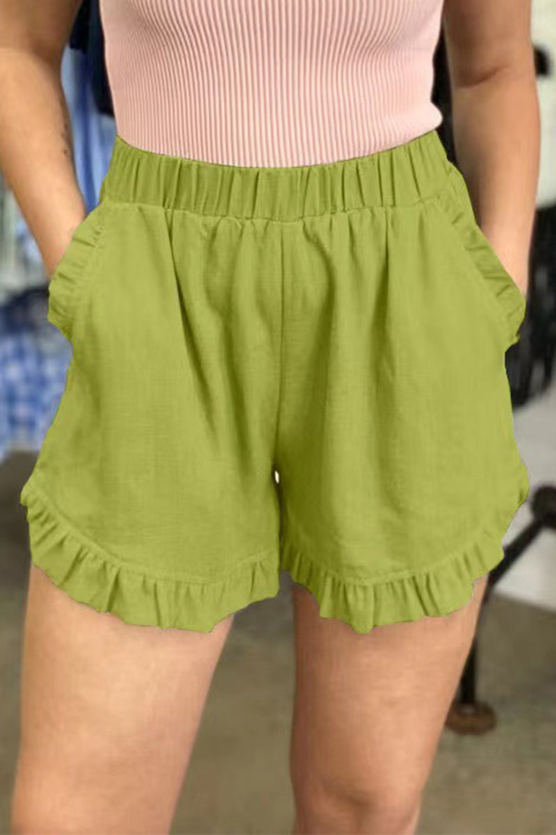 LP | Pantaloni casual tascabili solidi allentati a vita alta e a gamba larga