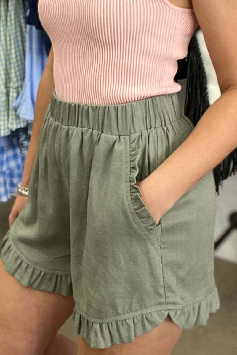 LP | Pantaloni casual tascabili solidi allentati a vita alta e a gamba larga