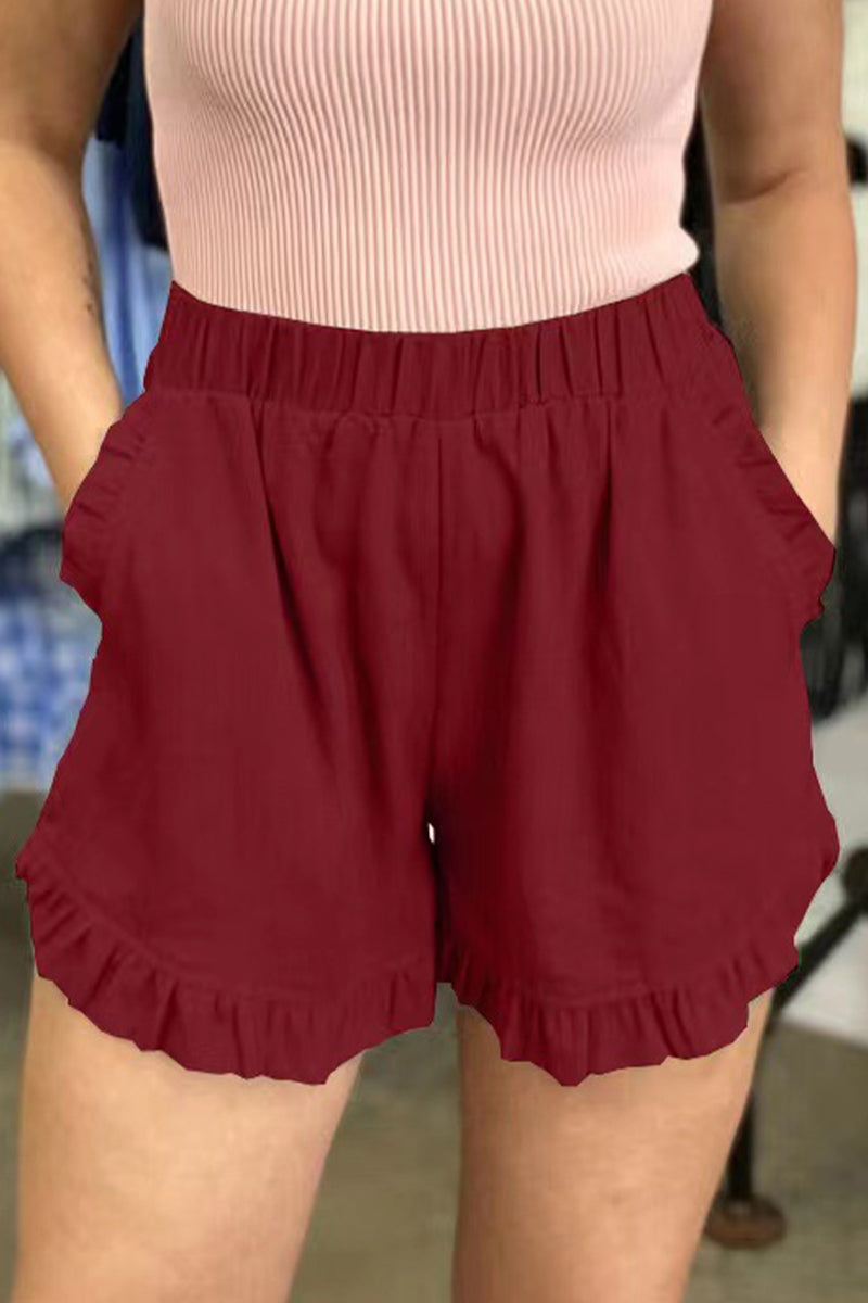 LP | Pantaloni casual tascabili solidi allentati a vita alta e a gamba larga
