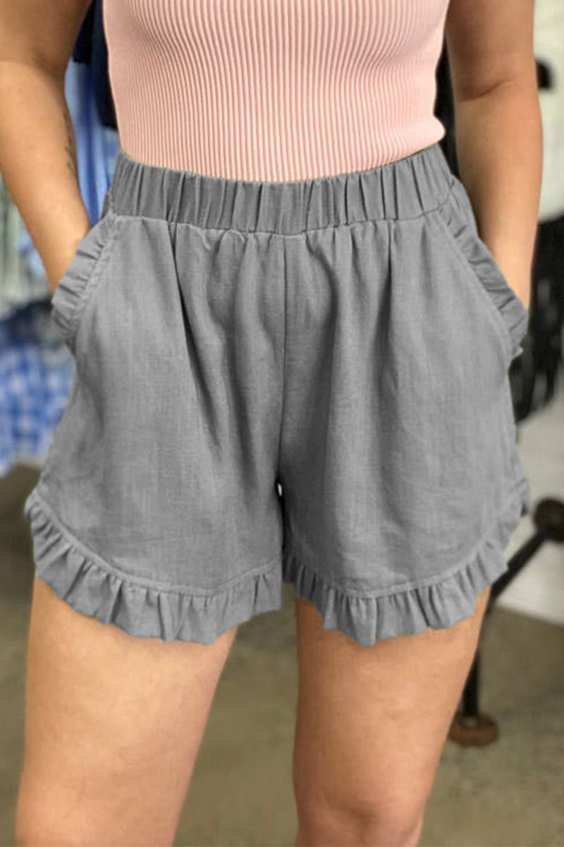 LP | Pantaloni casual tascabili solidi allentati a vita alta e a gamba larga