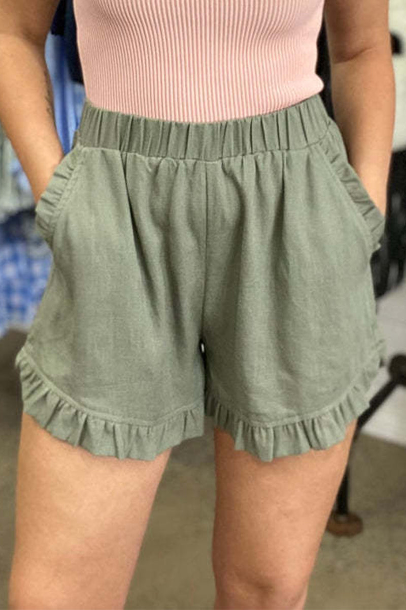 LP | Pantaloni casual tascabili solidi allentati a vita alta e a gamba larga