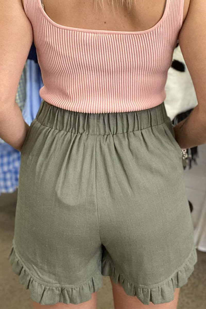 LP | Pantaloni casual tascabili solidi allentati a vita alta e a gamba larga