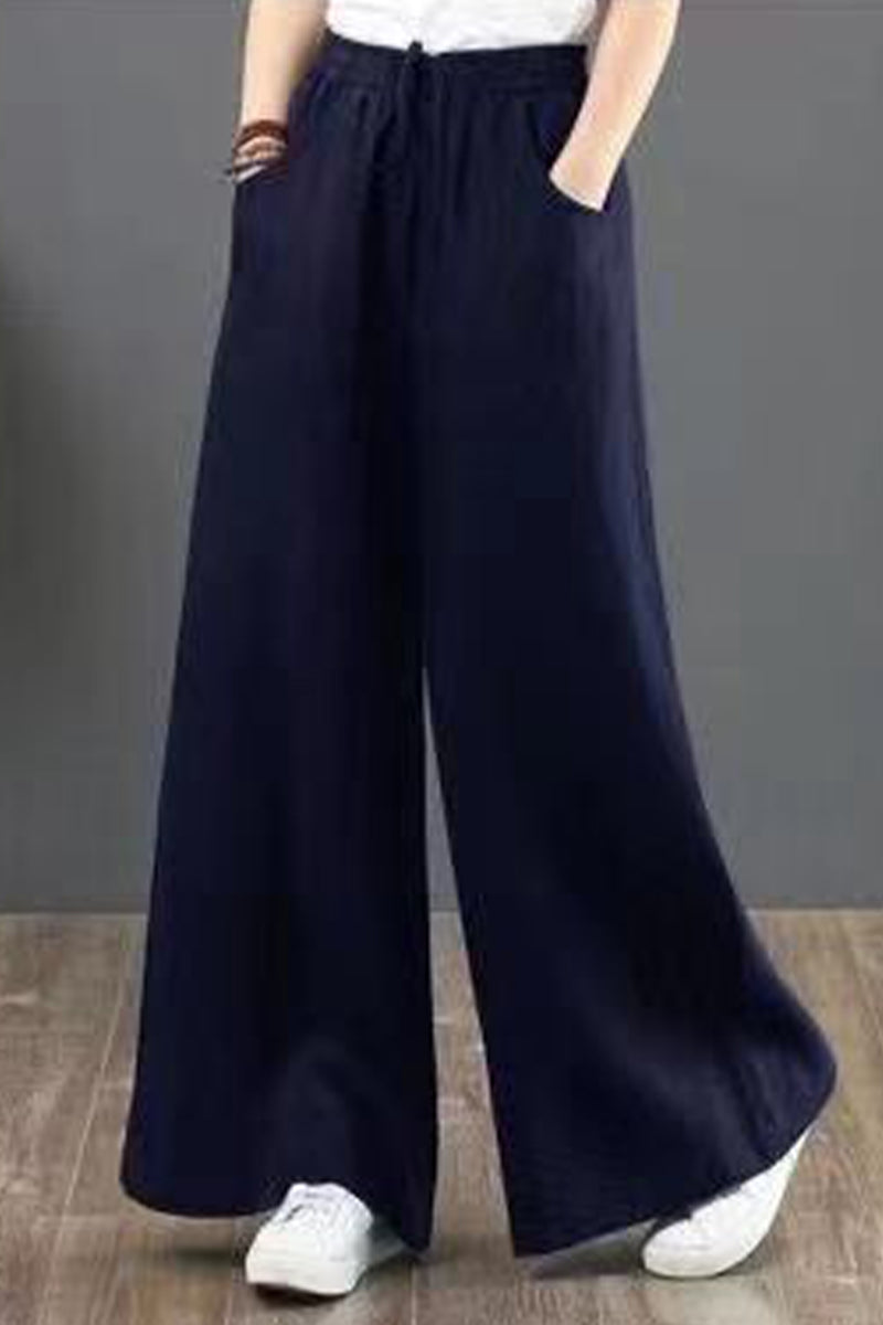 LP | Borsa solida giornaliera casual allentata Vita alta Gamba larga Pantaloni tinta unita (9 colori)