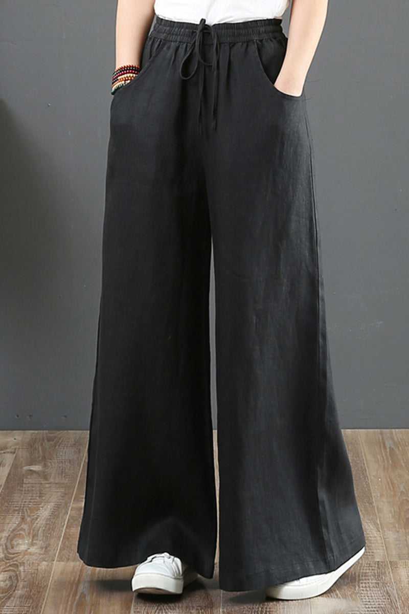 LP | Borsa solida giornaliera casual allentata Vita alta Gamba larga Pantaloni tinta unita (9 colori)