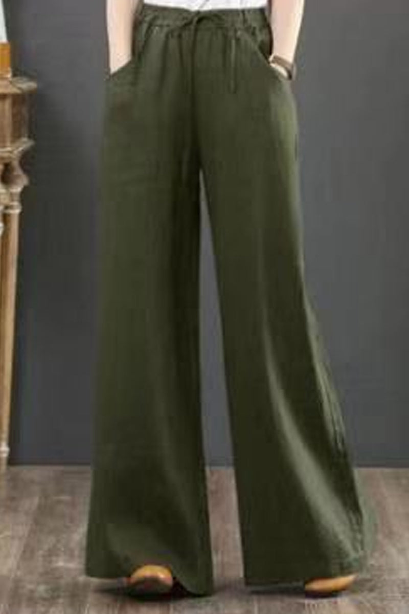 LP | Borsa solida giornaliera casual allentata Vita alta Gamba larga Pantaloni tinta unita (9 colori)