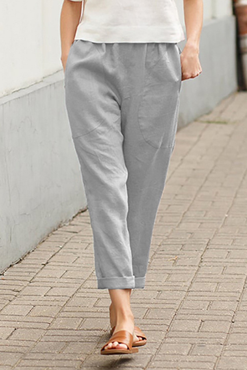 LP | Pantaloni casual a vita media a tinta unita (7 colori)