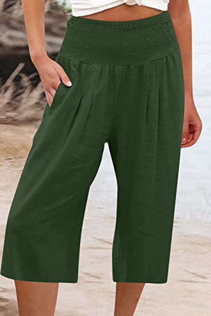 LP | Borsa solida casual e semplice allentata a vita alta a gamba larga Pantaloni tinta unita (15 colori)