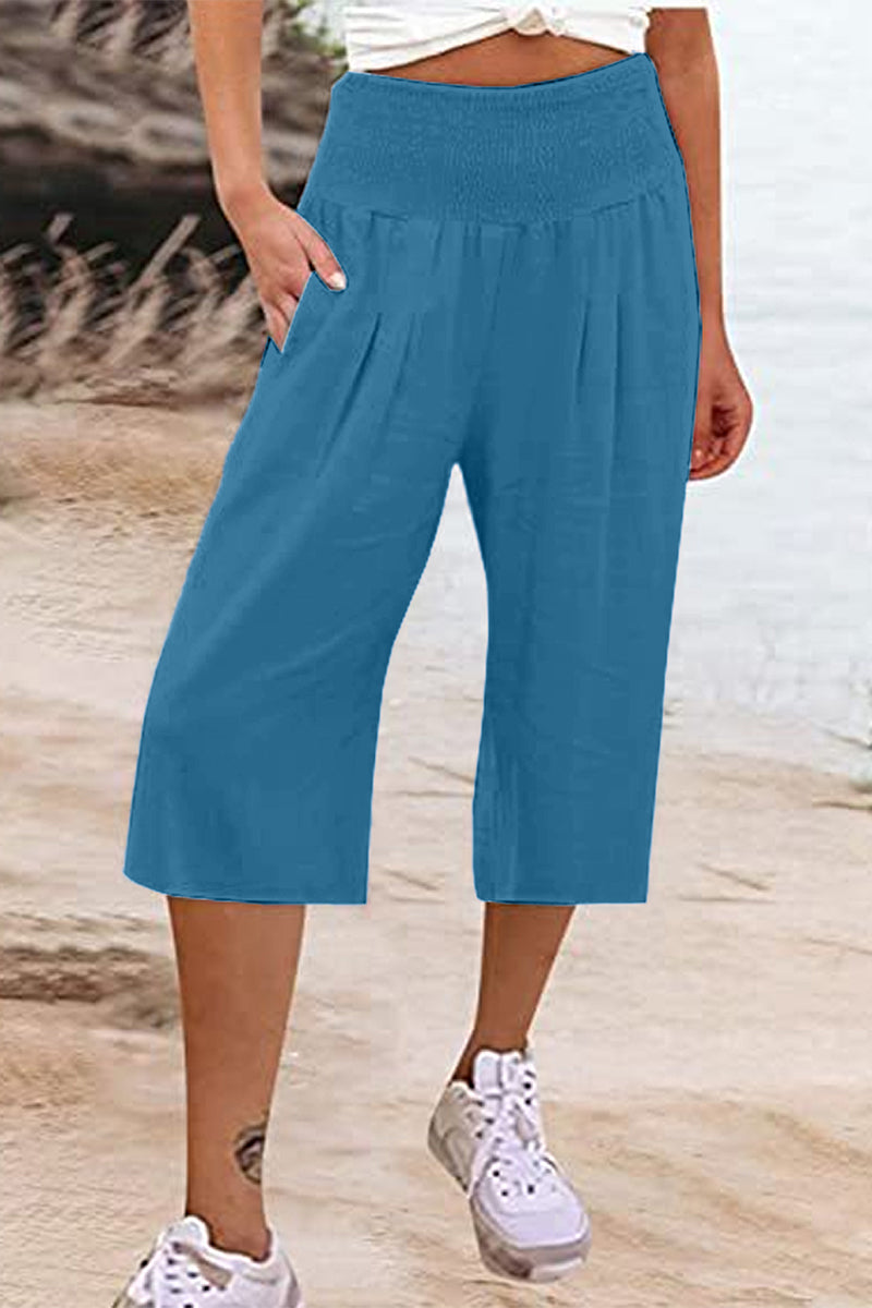 LP | Borsa solida casual e semplice allentata a vita alta a gamba larga Pantaloni tinta unita (15 colori)