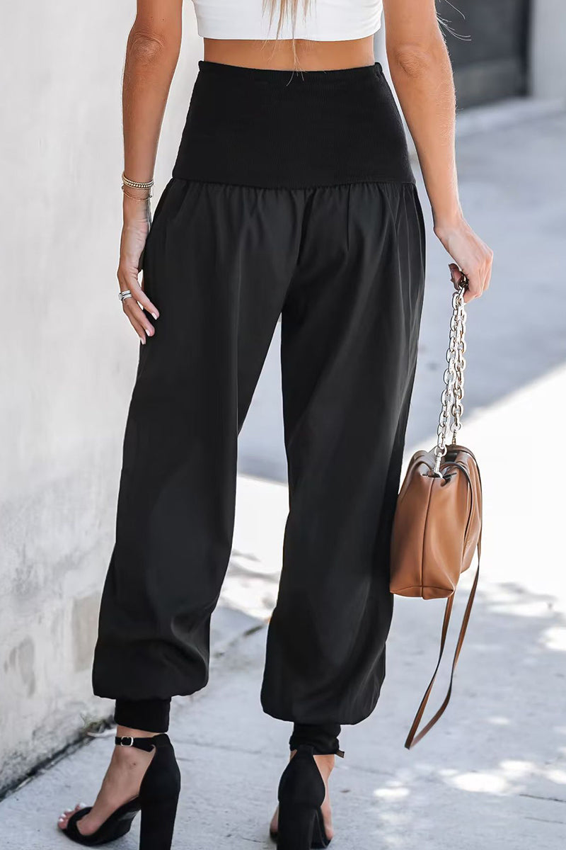 LP | Pantaloni casual solidi allentati a vita alta Harlan