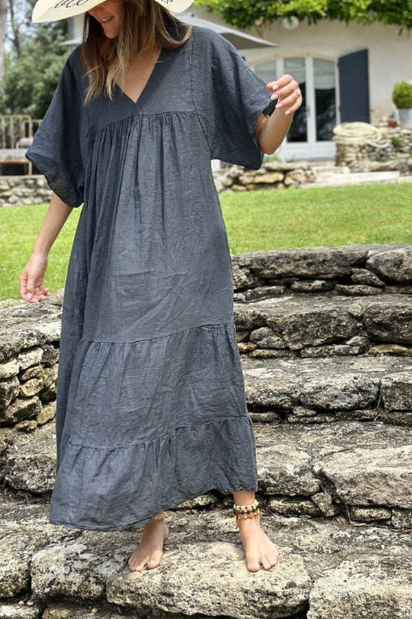 LP | MIRA maxi abito con scollo a V e righe