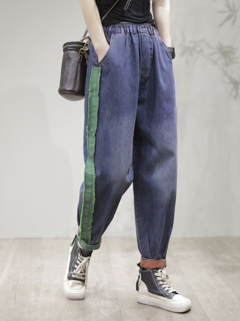 LP | Casual Vintage Allentato Fit Patch Denim Bottom Jeans Pantaloni