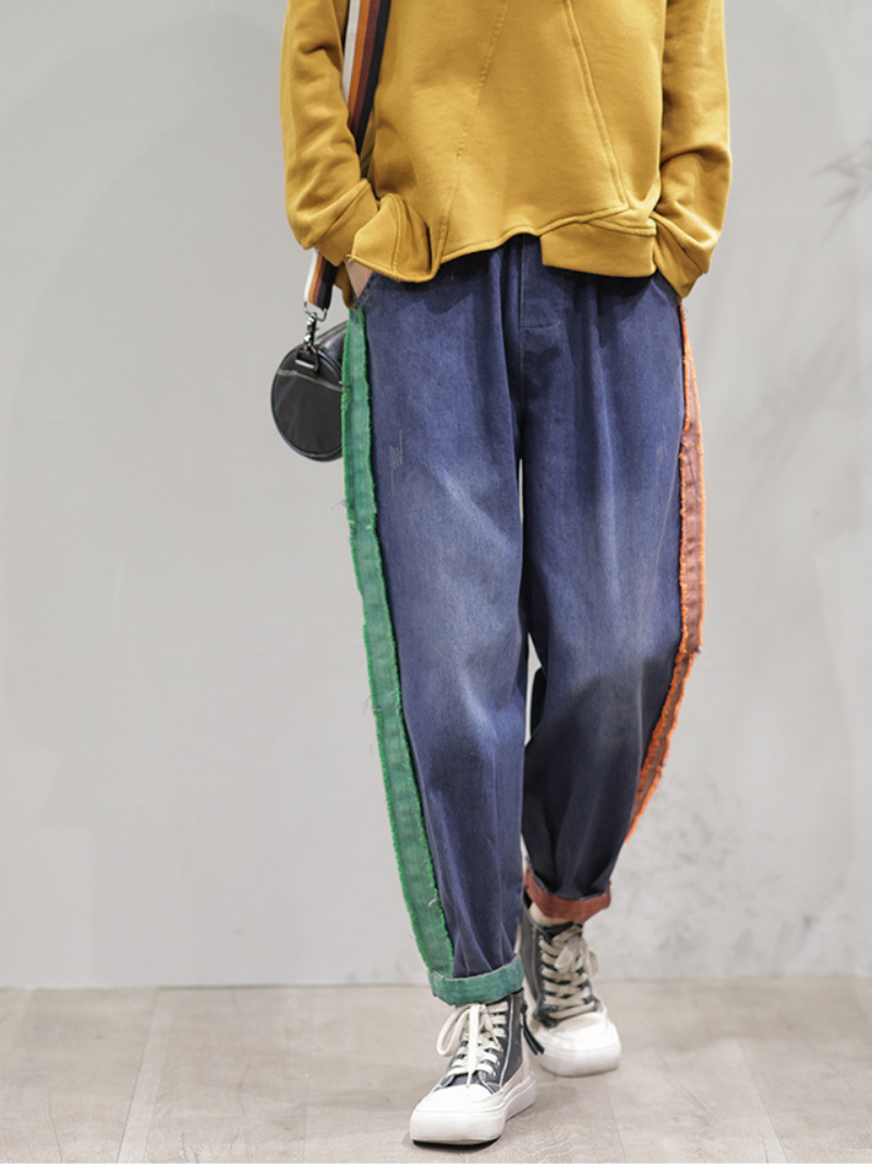 LP | Casual Vintage Allentato Fit Patch Denim Bottom Jeans Pantaloni