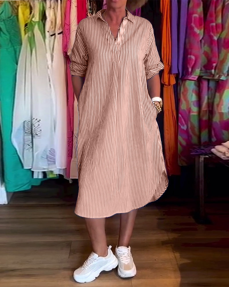 LP | Abito camicia a righe con collo a bavero