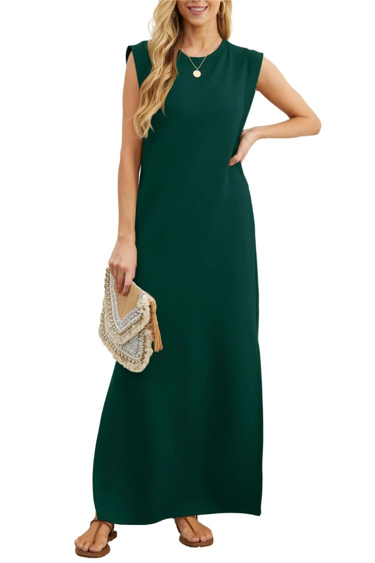 LP | Maxi abito donna casual senza pieghe con spacco