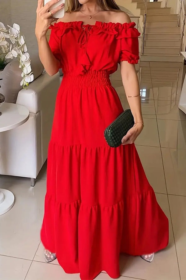 LP | Ammetti i tuoi sentimenti Maxi abito off-the-shoulder con vita smocked