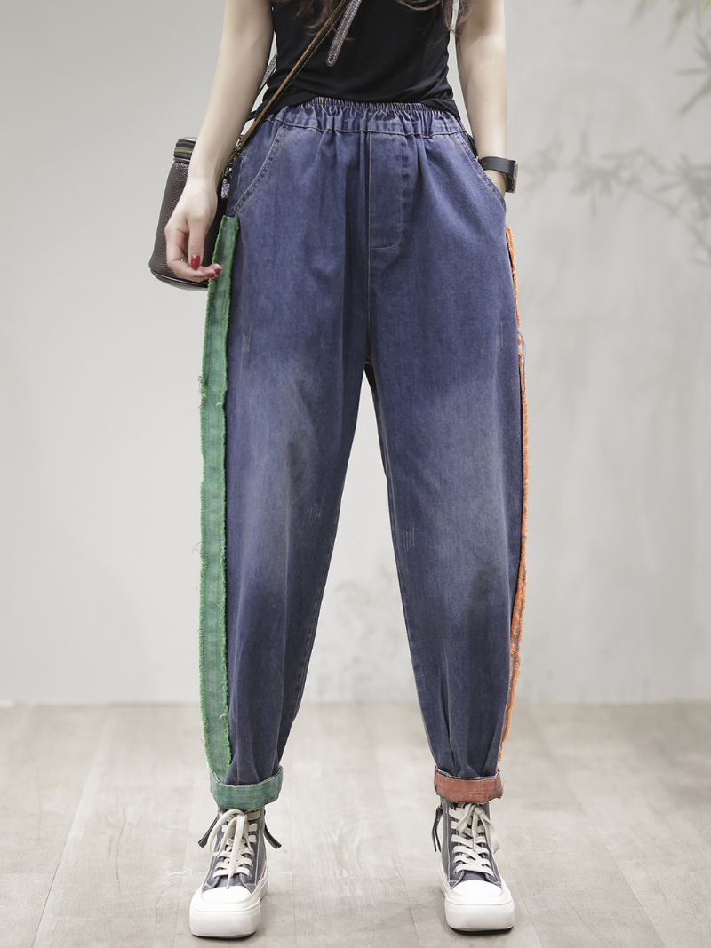 LP | Casual Vintage Allentato Fit Patch Denim Bottom Jeans Pantaloni