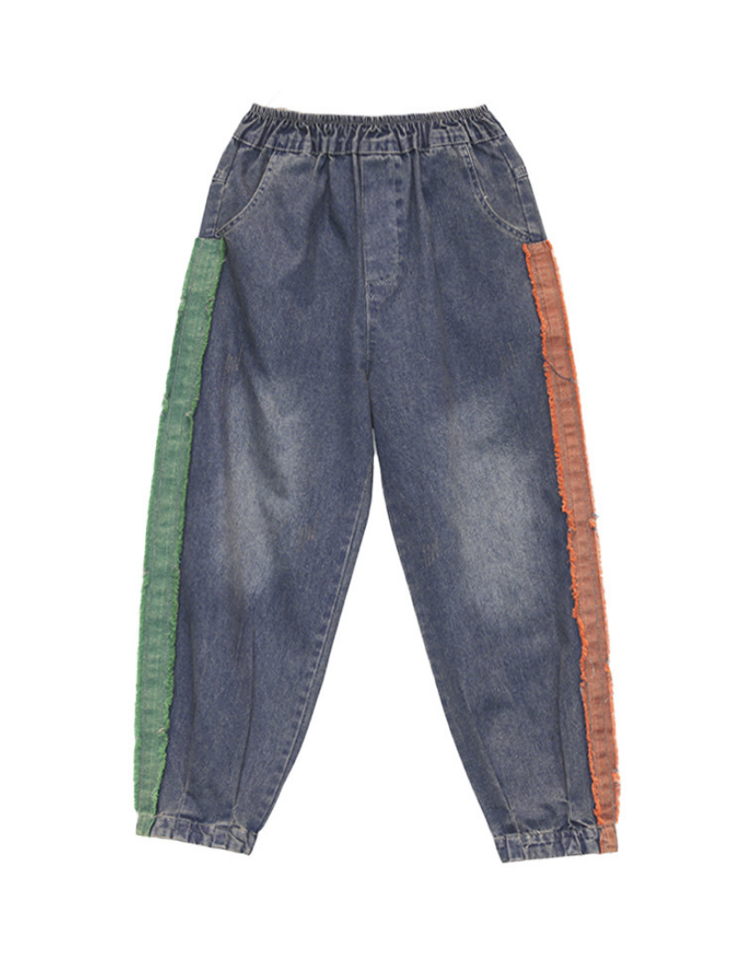 LP | Casual Vintage Allentato Fit Patch Denim Bottom Jeans Pantaloni