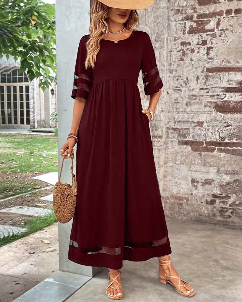 LP | Abito elegante con maniche in rete a righe