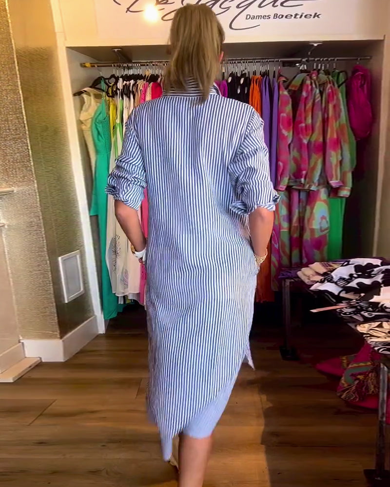 LP | Abito camicia a righe con collo a bavero