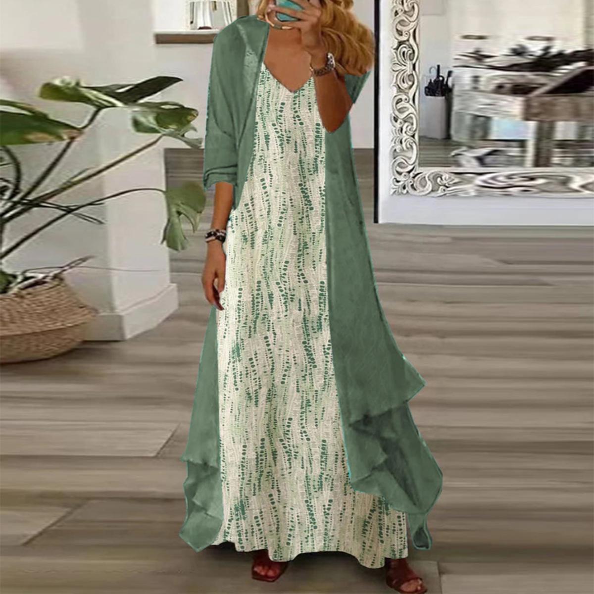 LP | Maxi abito verde chic con giacca