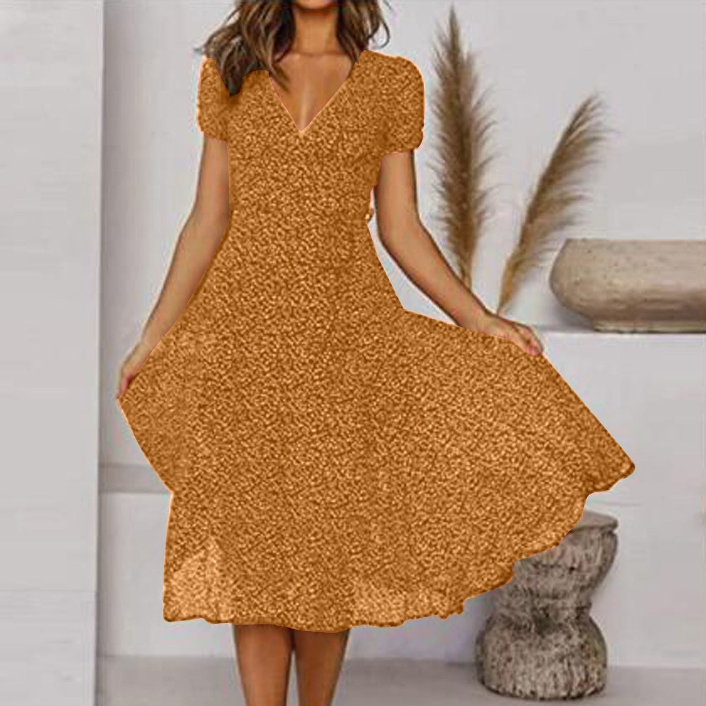 LP | Abito midi con scollo a V e avvolgente