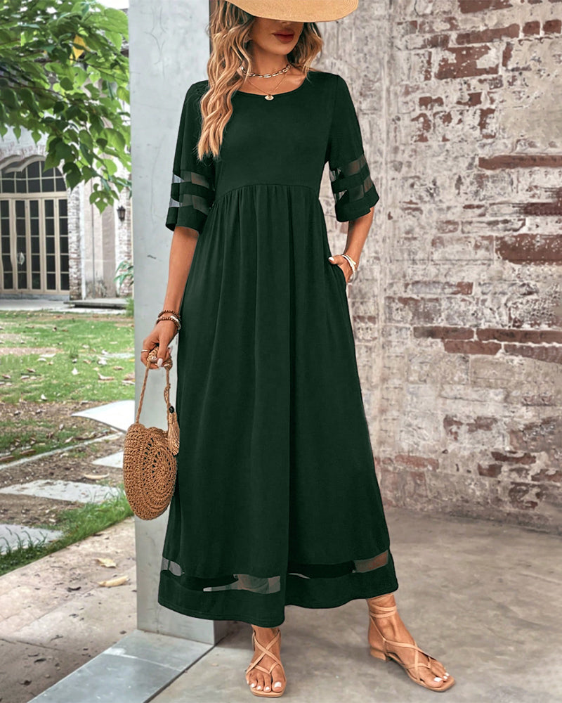 LP | Abito elegante con maniche in rete a righe