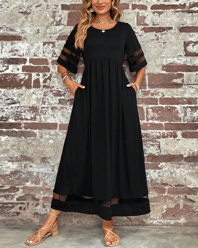 LP | Abito elegante con maniche in rete a righe