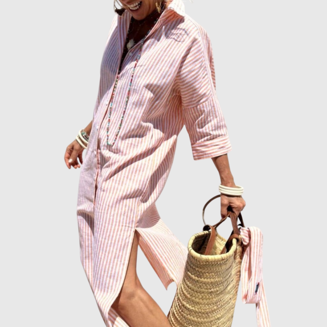 LP | Abito camicia a righe chic con bottoni