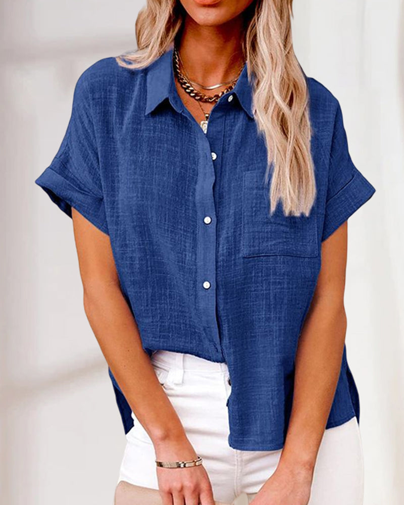 LP | Camicia a maniche corte unicolore con tasche