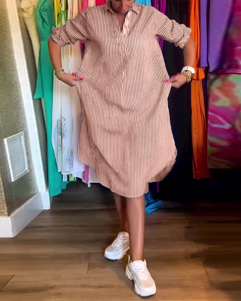 LP | Abito camicia a righe con collo a bavero
