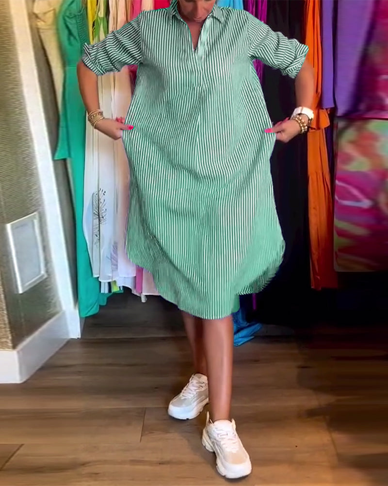 LP | Abito camicia a righe con collo a bavero