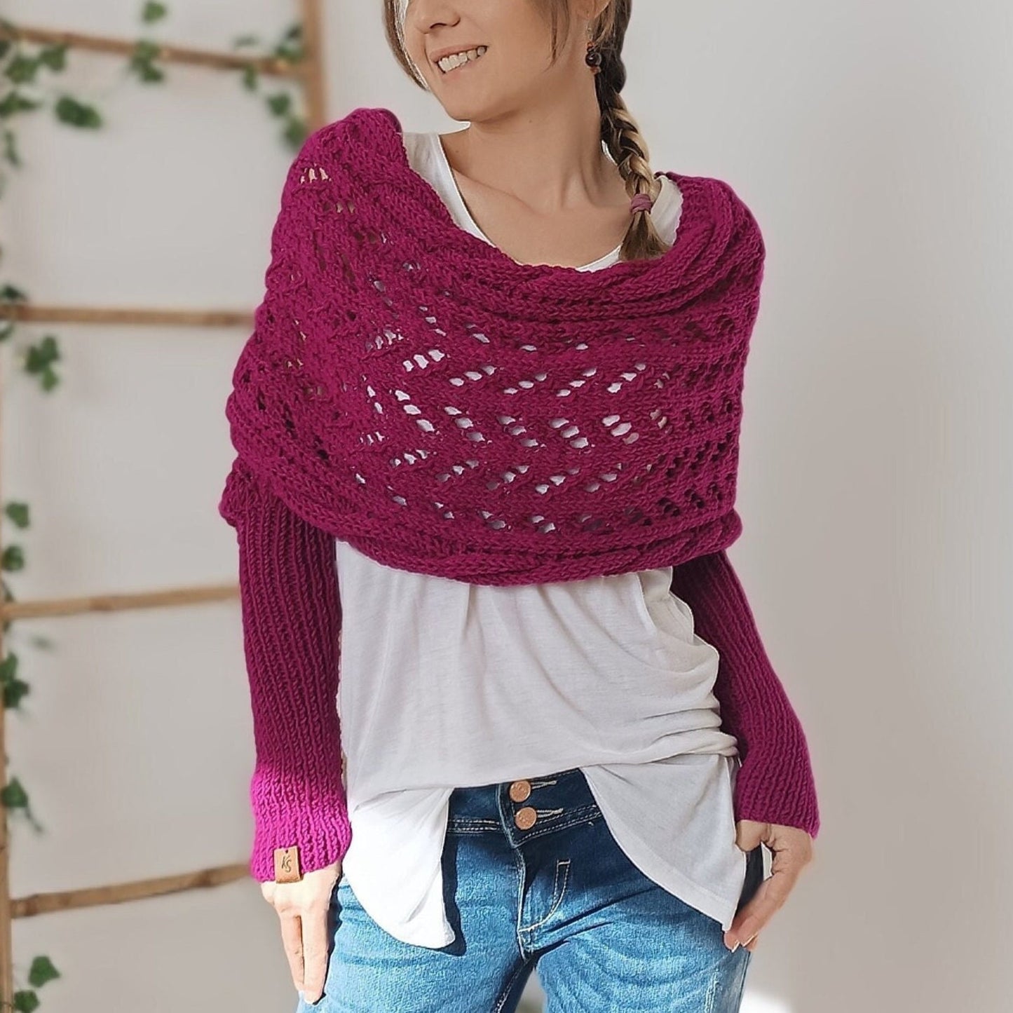 LP | Elegante maglione a portafoglio in maglia con dettaglio traforato