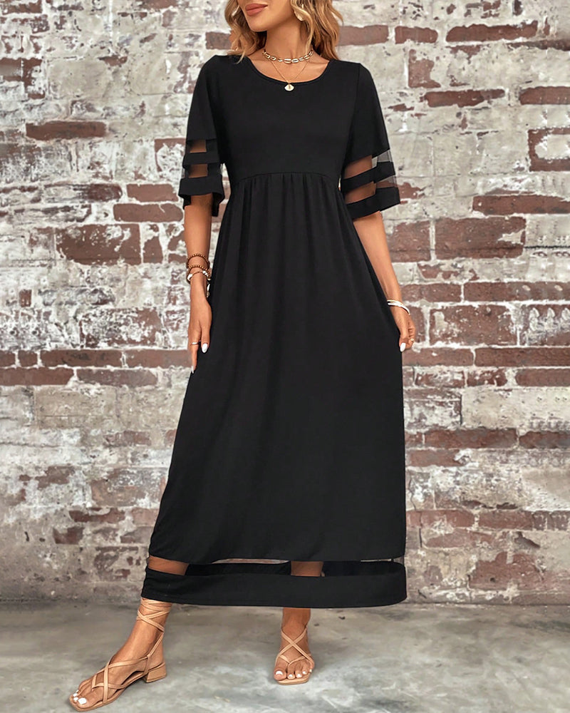 LP | Abito elegante con maniche in rete a righe