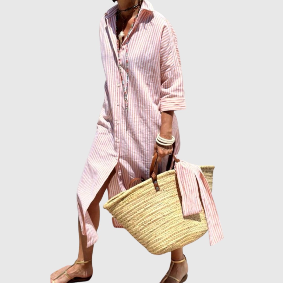 LP | Abito camicia a righe chic con bottoni