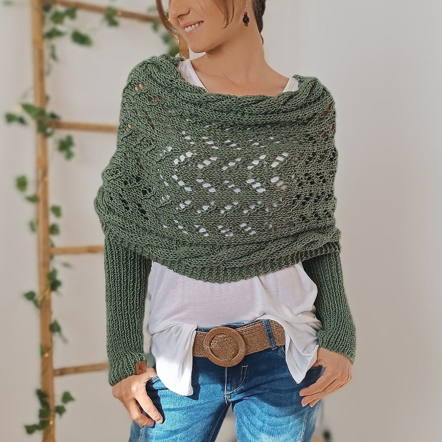 LP | Elegante maglione a portafoglio in maglia con dettaglio traforato