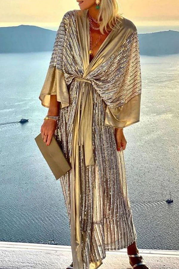 LP | Dreamy Evenings Maxi abito da festa con kimono in stile corte retrò