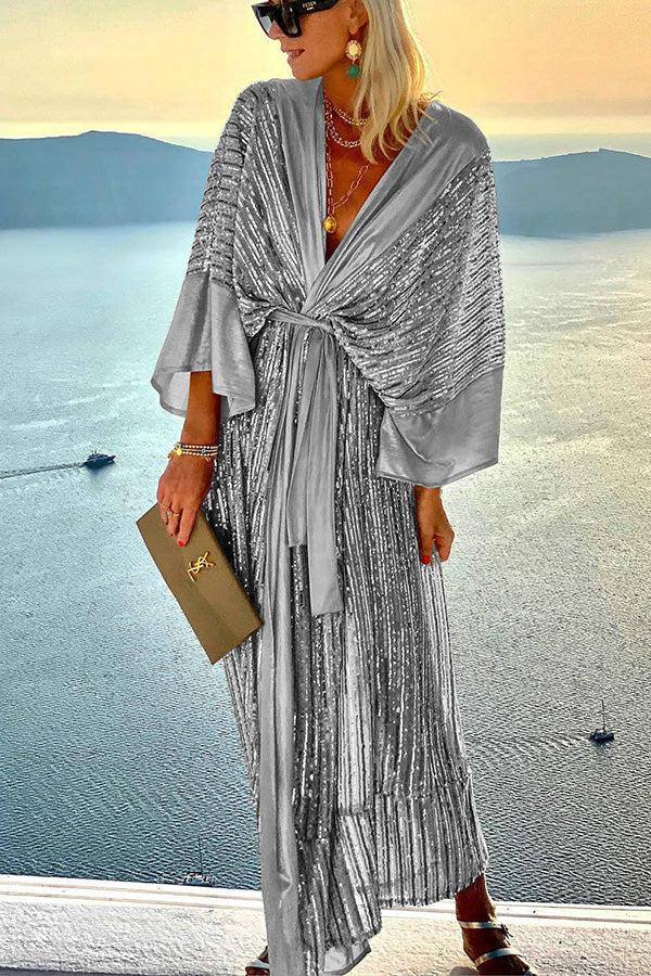 LP | Dreamy Evenings Maxi abito da festa con kimono in stile corte retrò